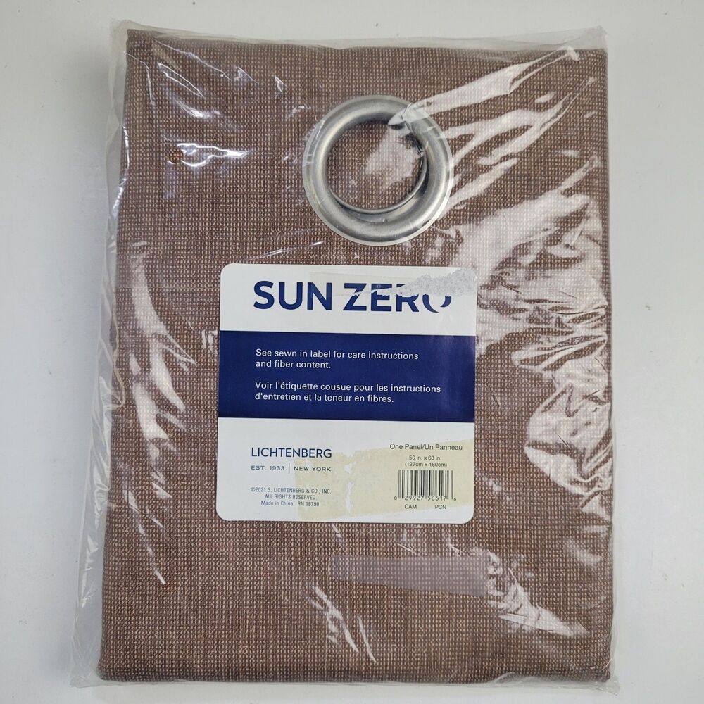 NEW Sun Zero Duran thermal One Panel Grommet Curtain 'Pecan 50" X 63" CT11